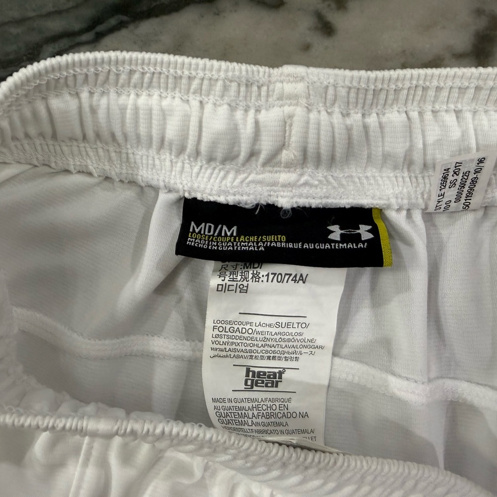 Under Armour Men’s White Athletic Training Shorts with Black Logo (NWOT) - Picture 4 of 6